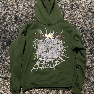 Green Spider Web Graphic Hoodie